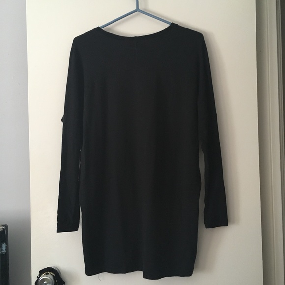 HOI BO Black Stretch Bamboo Cotton Pullover Mini Dress Tee S - Picture 3 of 5